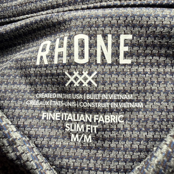 NWT Rhone Commuter Gray Houndstooth Button Down Shirt Men's M Slim Fit $138 - Picture 2 of 5